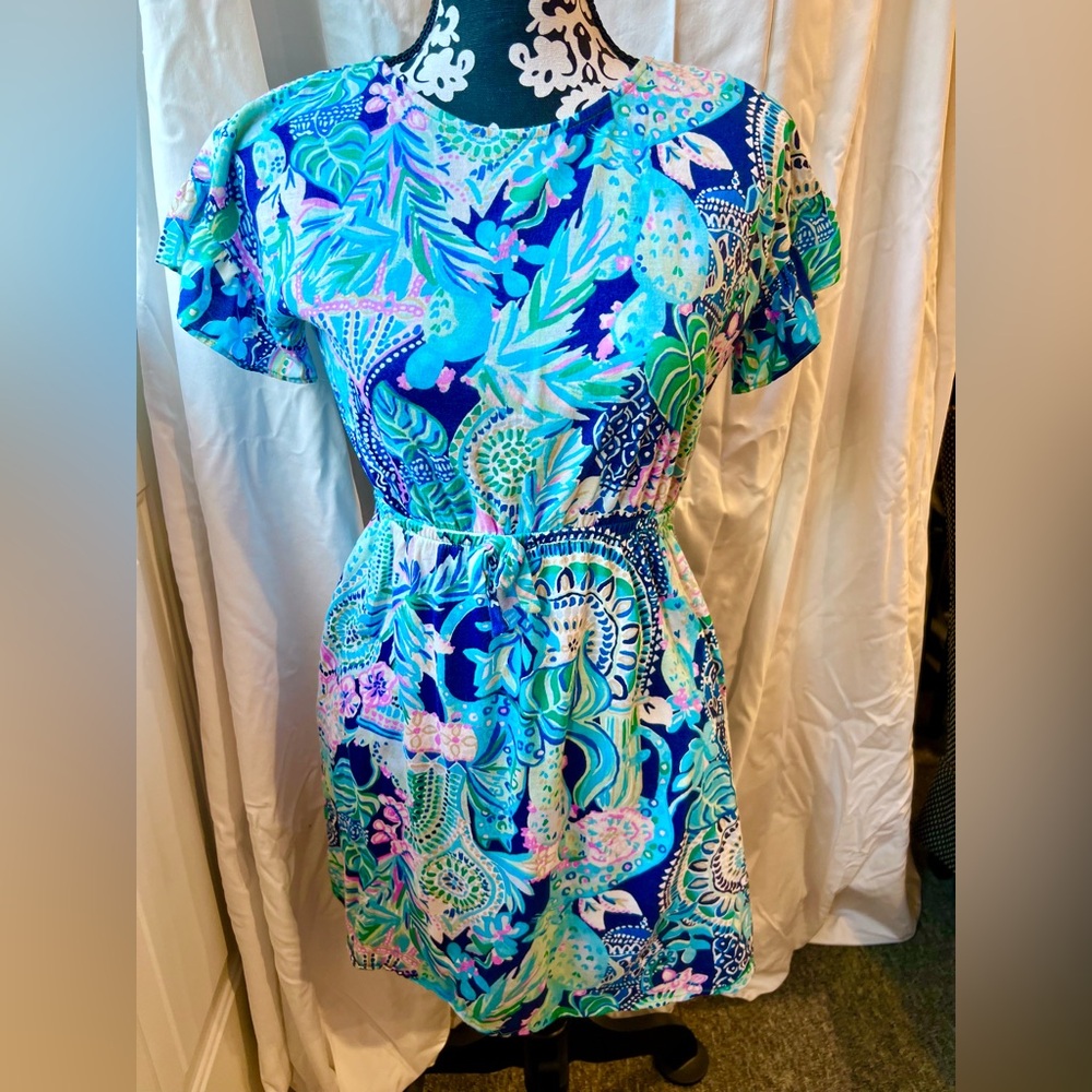 NWOT Lilly Pulitzer Stasia Dress Lookin' Sharp Blue Pink XL 12-14 Women’s XS/S